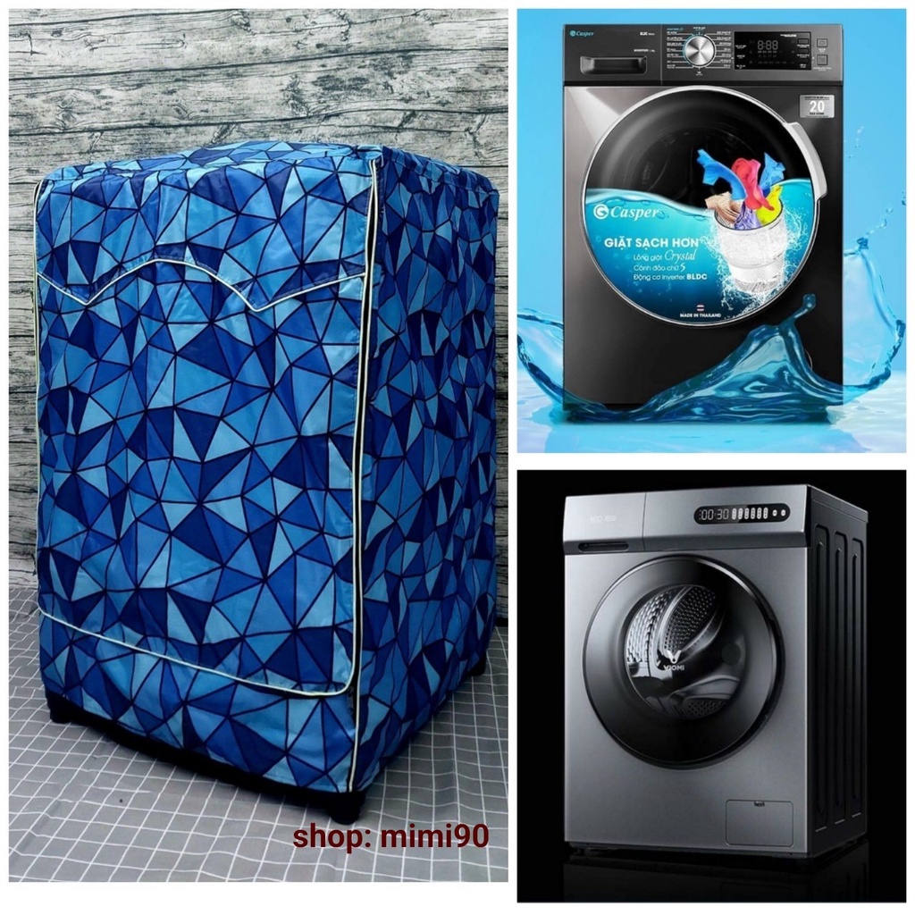 (Dành cho Dòng Aqua từ 8-15kg) Vải dù xịn không nổ vỏ Áo trùm máy giặt cửa trước - vải bao chùm chống bụi (mẫu như hình)