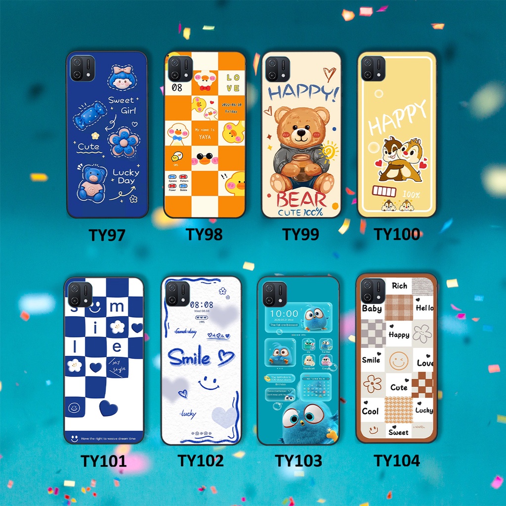 Ốp Oppo A16k in hình gấu vịt caro nhiều màu sắc ngộ nghĩnh dễ thương