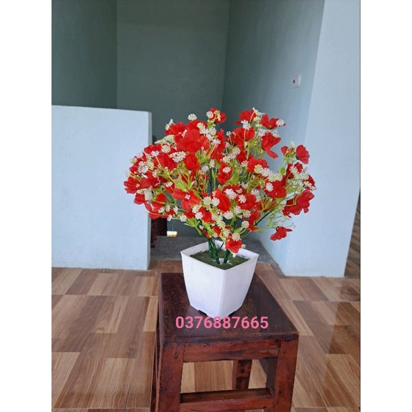 chậu hoa để bàn, chậu hoa giả- cành điểm decor