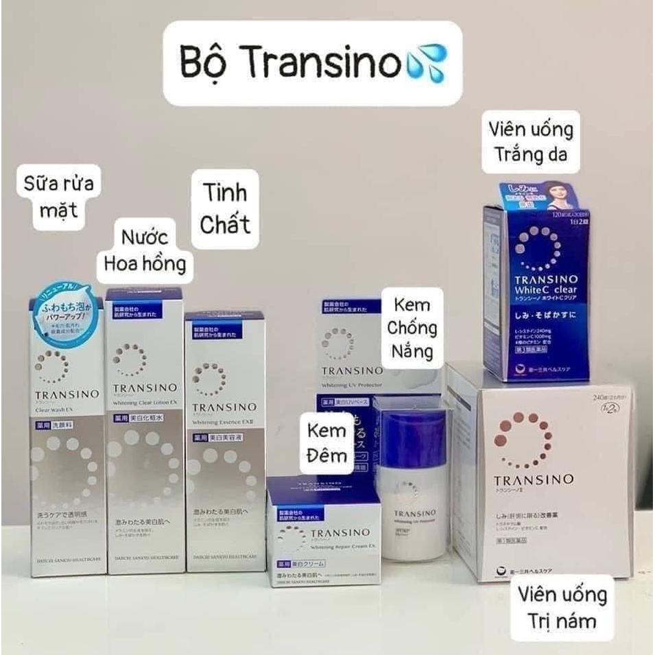 Bộ sản phẩm transino mờ nám trắng da Nhật bản ( chống nắng transino , kem đêm Transino , Tinh chất transino )