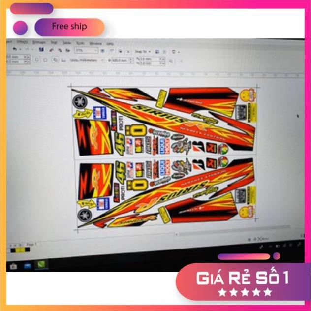 FREE SHIP + QUÀ TẶNG Tem rời xe Sirius chữ R đỏ đen vàng cao cấp