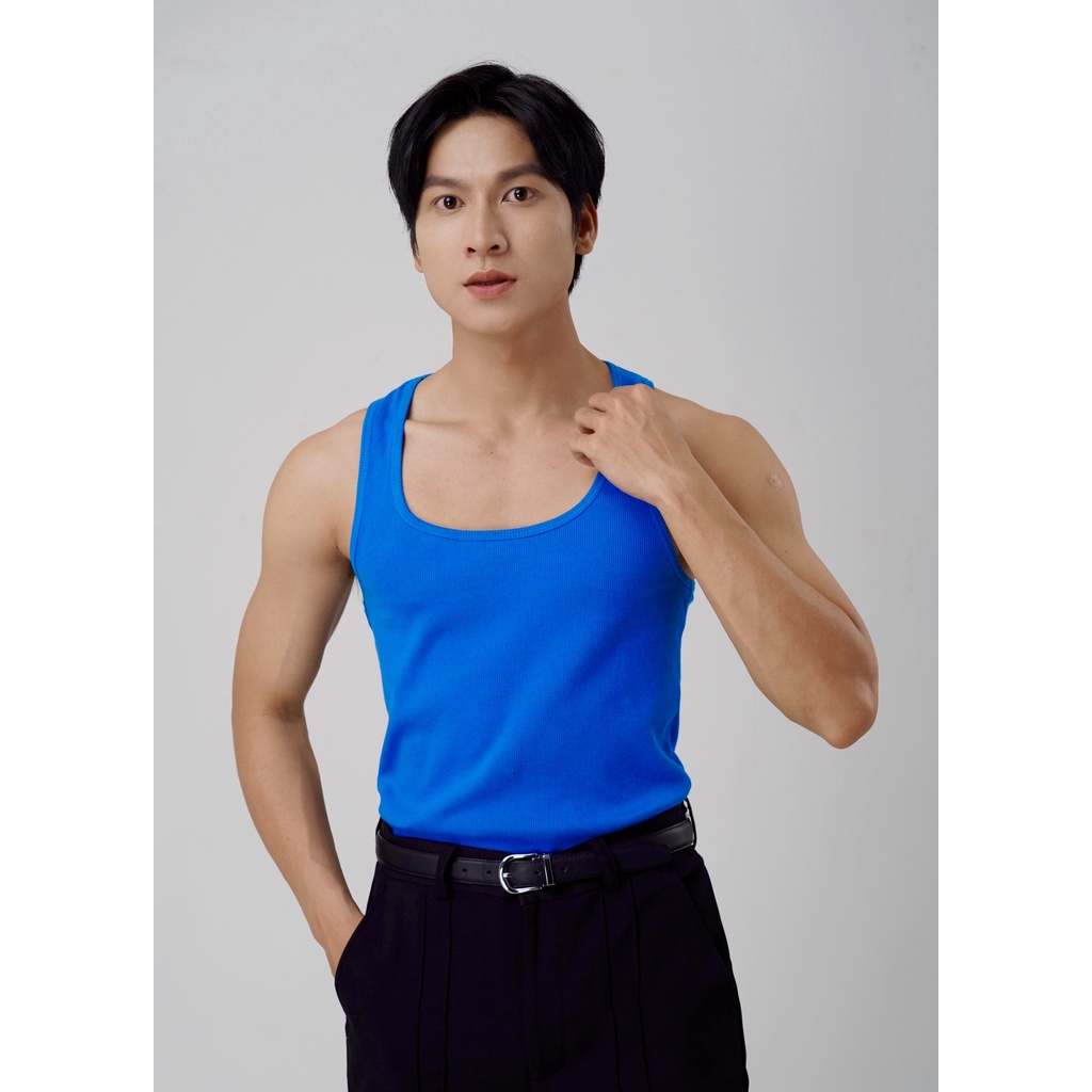 Áo Thun Ba Lỗ Tank Top Nam Cổ Vuông Cotton Tăm Gân Tôn Dáng Thương Hiệu Mr Twins