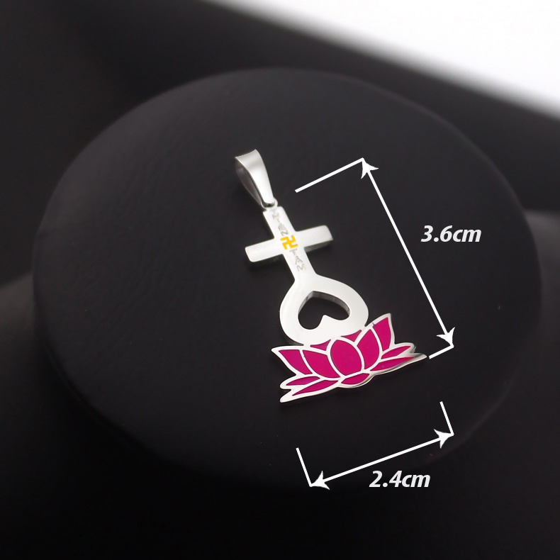 Dây chuyền thiên tâm titan đế sen hồng sáng đẹp, không đen, đem lại may mắn cho người đeo