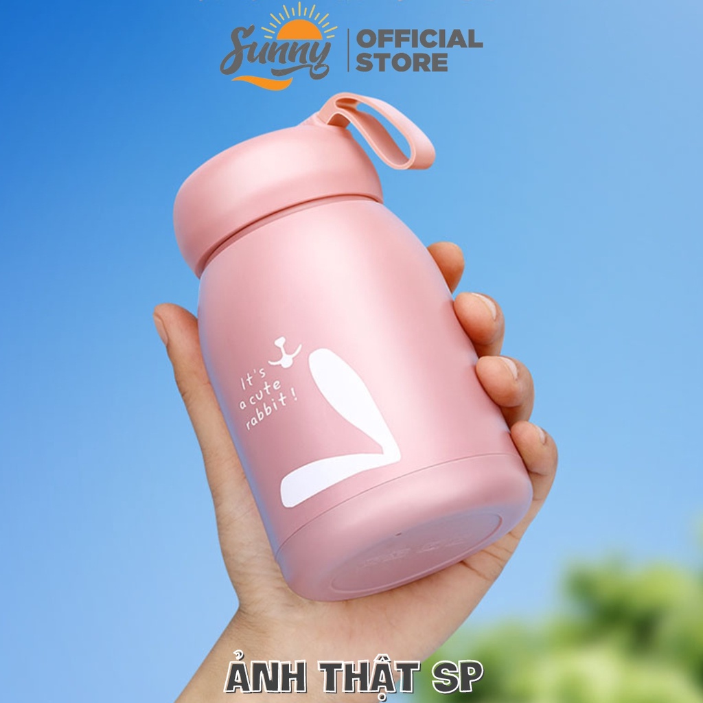 Bình đựng nước giữ nhiệt lõi thuỷ tinh bọc nhựa lúa mạch dung tích 330ml decor bàn học BN2