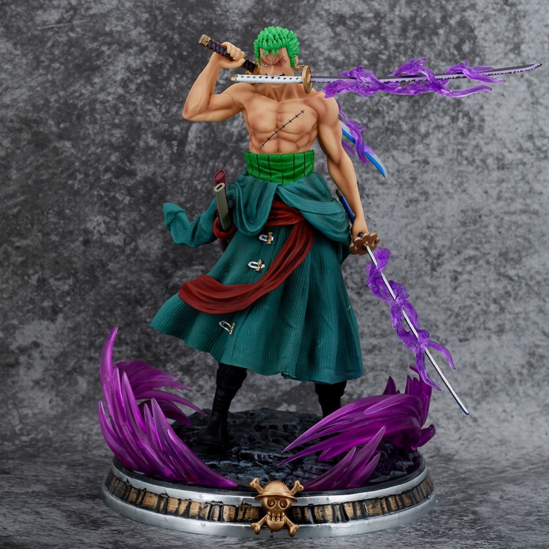 Mô hình Zoro One Piece cao 38cm tặng 3 hiệu ứng haki và 10 thẻ nhân vật One Piece