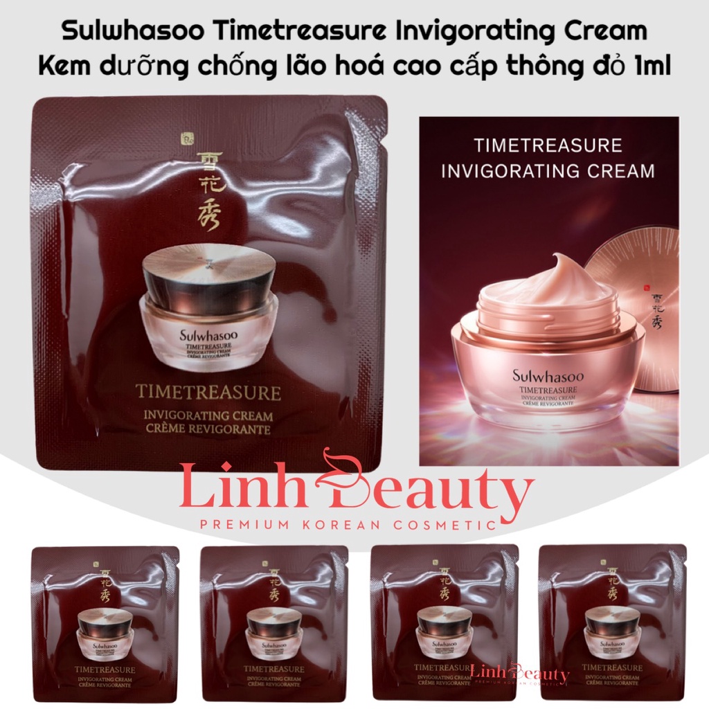 12/24 Gói Kem dưỡng chống lão hoá da chiết xuất Thông đỏ Sulwhasoo Timetreasure Invigorating Cream 1ml