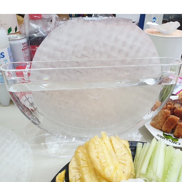 Nhúng bánh tráng 2 ngăn nhựa trong Arylic NBT02 Size 27cm
