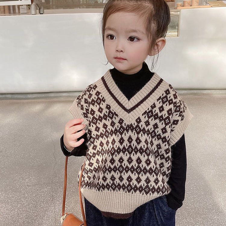 Áo Dệt Kim Không Tay Phong Cách Hàn Quốc Thời Trang Xuân Thu 2023 Dành Cho Bé Gái