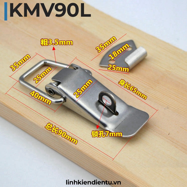 Khóa mỏ vịt có khoen khóa, inox 304 - KMVxL