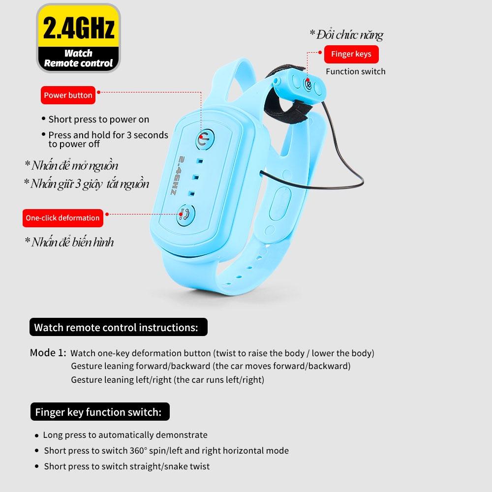 Xe điều khiển bằng cử chỉ và tay cầm xoay 360 độ, biến hình có đèn led siêu ngầu Stunt Car Hanhphucmart