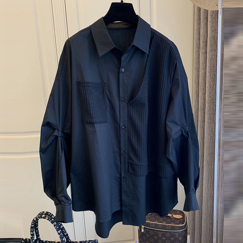 [Giao Ngay] Áo Sơ Mi Giả Hai Lớp Cỡ Lớn 300kg Phong Cách Hong Kong Thời Trang Xuân Thu Cho Nữ