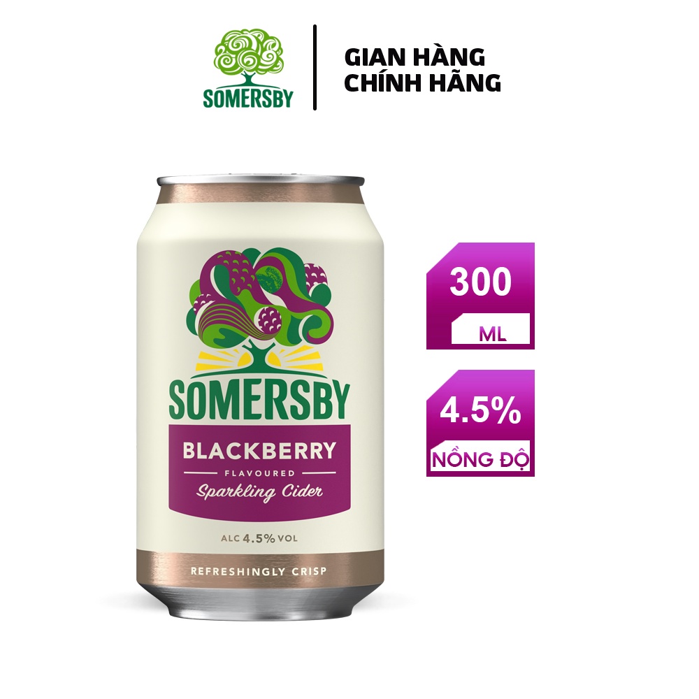 Thùng 12 Lon Nước Táo Lên Men Vị Mâm Xôi Somersby Blackberry (12x330ml)