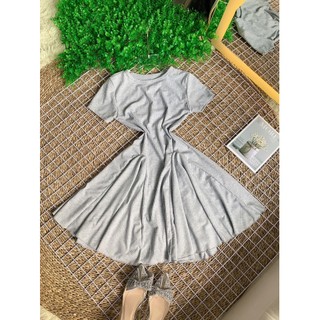 Đầm body nữ dáng xòe ngắn xinh chất thun gân nổi tay ngắn kiểu trơn cực hot
