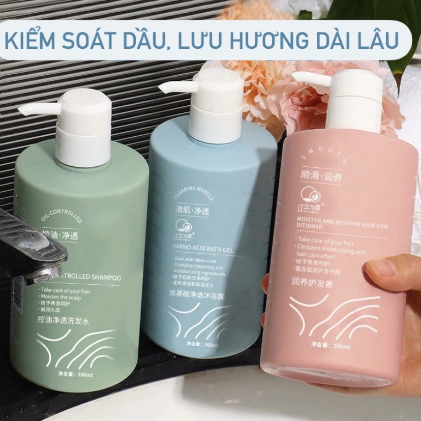 Combo Dầu gội Dầu xả Sữa tắm Orchid Queen 500ML loại bỏ sạch dầu gàu dưỡng ẩm làm mềm tóc mềm da lưu hương dài lâu