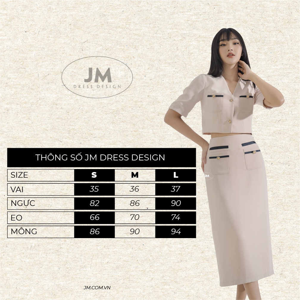 JM Dress Design - Đầm Tweed cổ tròn 4 túi ốp khóa ngực 1F25.2210TW