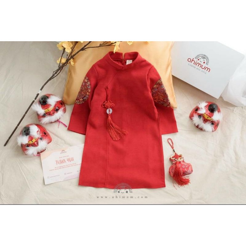 PT6 Áo dài bé trai áo dài tết cho bé chất liệu tapta đẹp kèm dây khánh giá bán sỉ