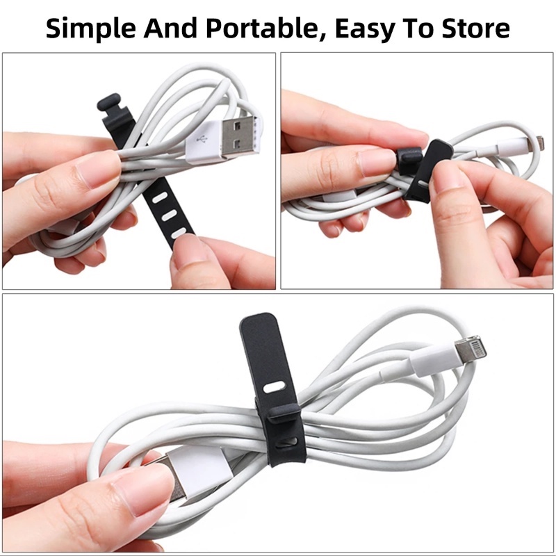 5 Dây Buộc Dây Cáp Silicone 3 Lỗ Đa Năng Tái Sử Dụng Được