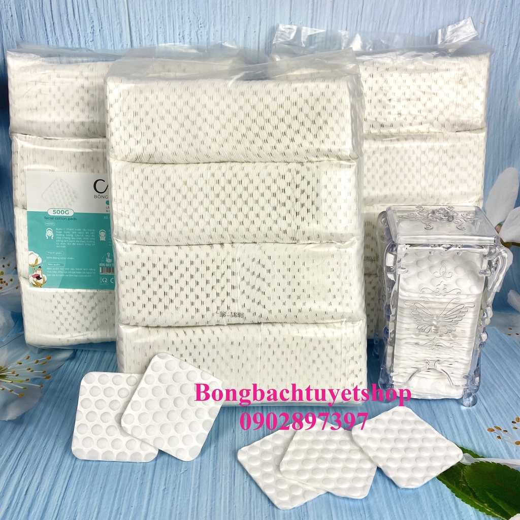 Bông Tẩy Trang Bạch Tuyết CALLA Hạt Massage gói 500g Chính hãng Bông bạch Tuyết