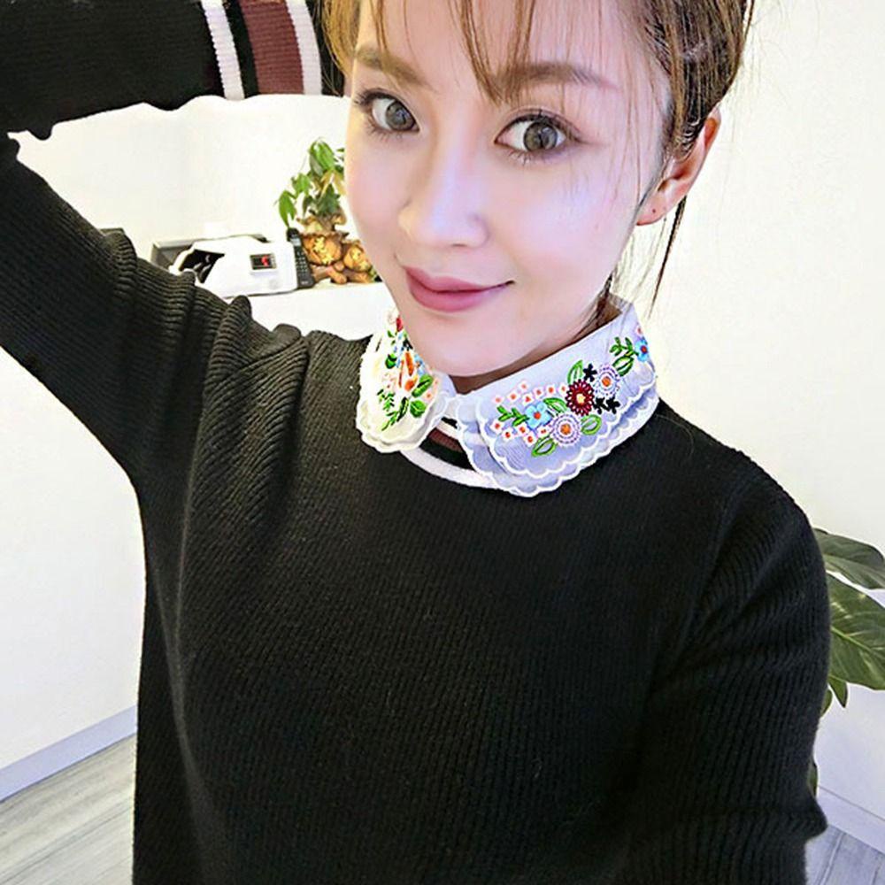 Cổ Áo Sơ Mi Giả Hai Lớp Thêu Hình Hoa Có Thể Tháo Rời Thời Trang Cho Nữ