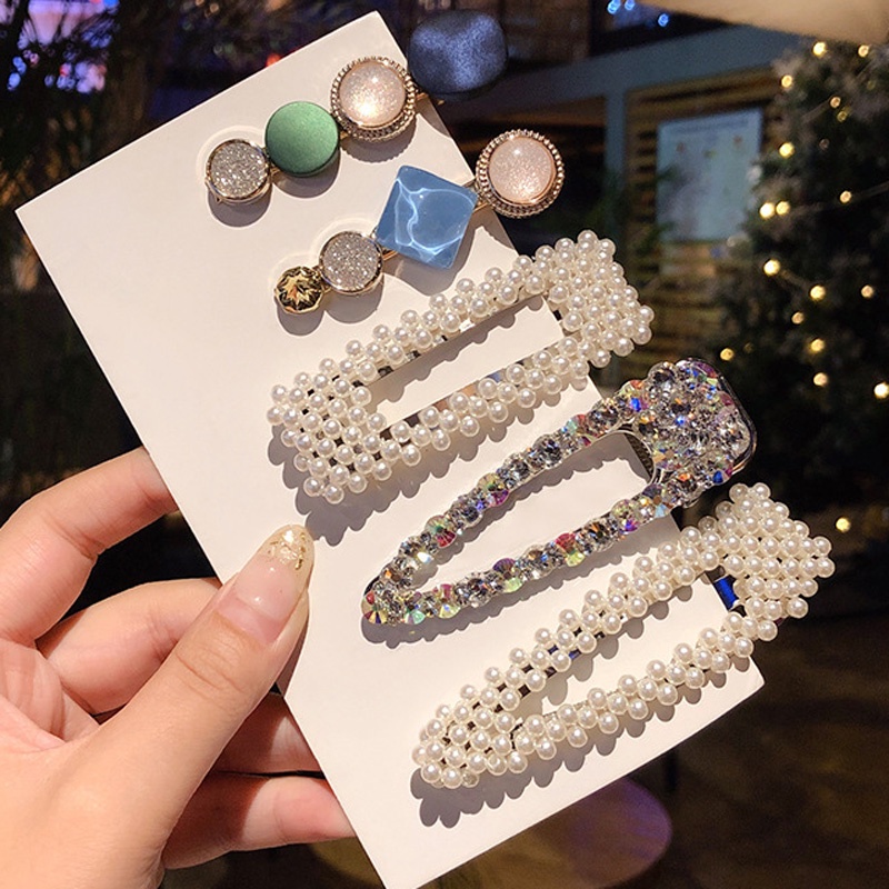 Set 2-7 Kẹp Tóc Đính Đá Phong Cách Hàn Quốc Sang Trọng Cho Nữ