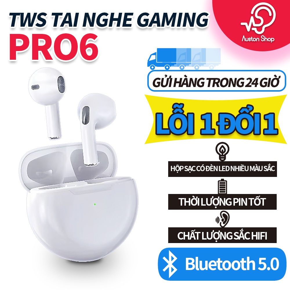 Tai Nghe Bluetooth Không Dây TWS PRO 6 True Wireless Stereo Bluetooth 5.1 Chống Nước có micro cho iOS và Android
