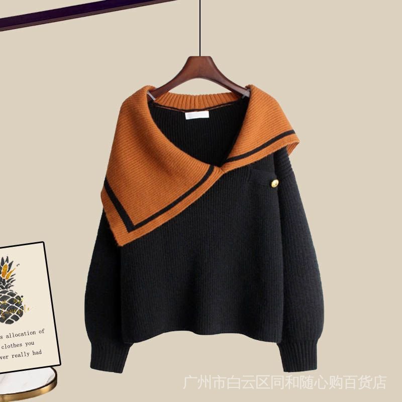 Bộ Áo Sweater Dáng Ôm Phối Chân Váy Dù Dài Thời Trang Mùa Đông 2022 Plus Size Cho Nữ