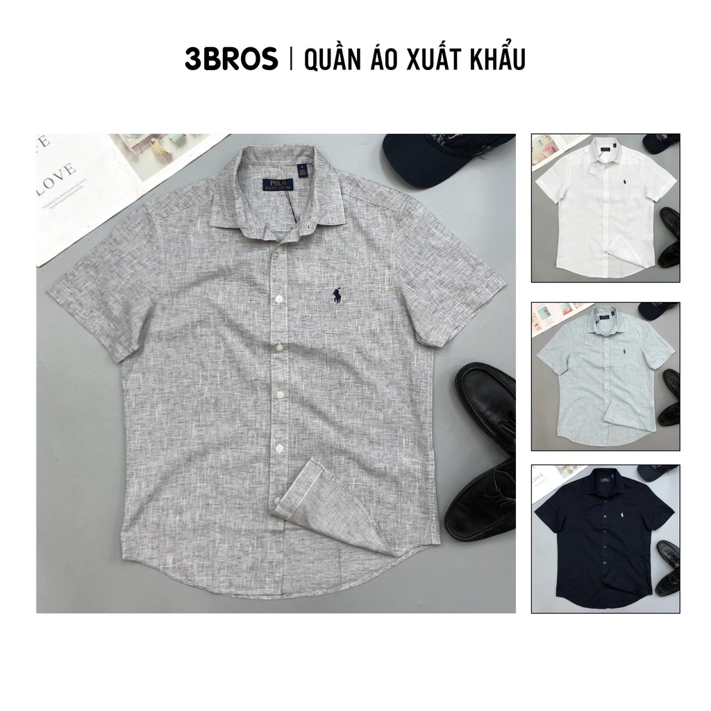 Áo sơ mi tay ngắn nam xuất xịn form suông , áo sơ mi linen nam bigsize 90kg - 3bro quần áo xuất khẩu - màu trắng