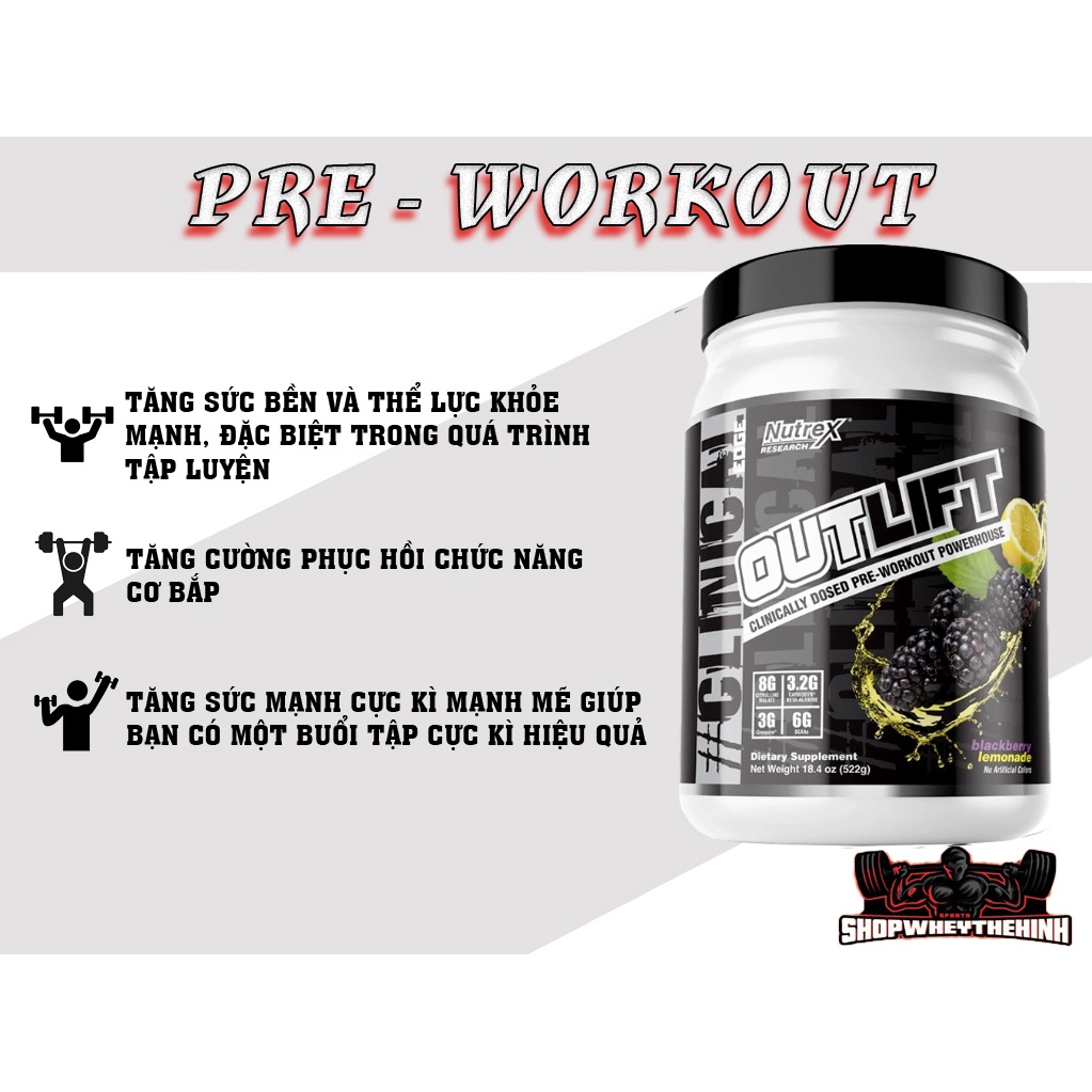 PRE WORKOUT OUTLIFT - Sản phẩm hỗ trợ bộc phá sức mạnh tối đạ trong buổi tập