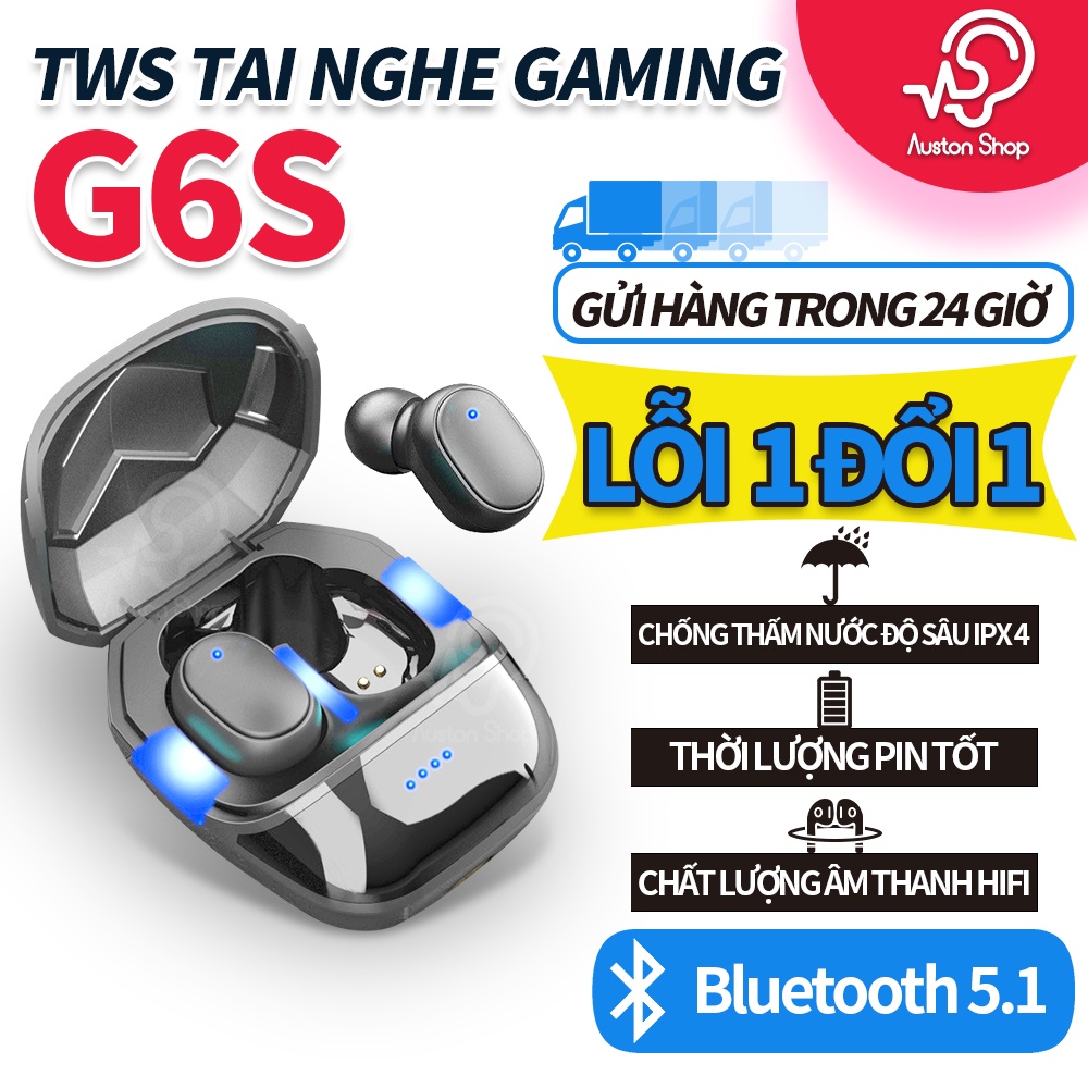 Tai Nghe Bluetooth True Wireless G6S Bluetooth 5.1 | Bản Quốc Tế | Cảm Ứng | Chống Nước IPX4 tương thích Android Và IOS