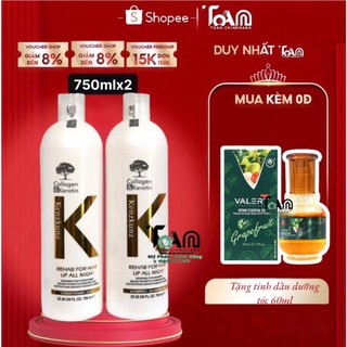 Cặp Dầu Gội Xả Kenz Collagen & Keratin 750ML | Phục Hồi Tóc Khô, Xơ, Rối, Xỉn Màu | Hàng Chính Hãng