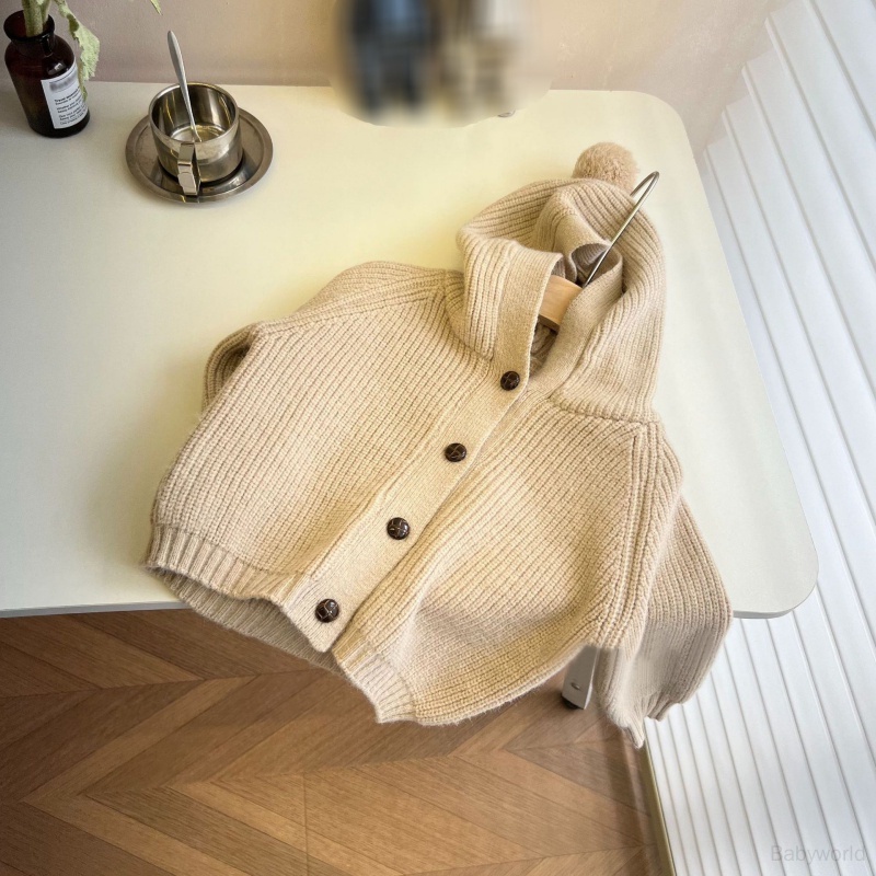 Áo Khoác cardigan Dệt Kim Tay Dài Màu Sắc Đơn Giản Cho Bé