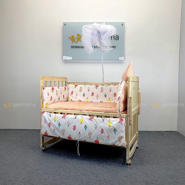 Quây cũi vải hoàng gia , quây xung quanh cũi bảo vệ bé chất liệu cotton GM-Q105 GENMAMA