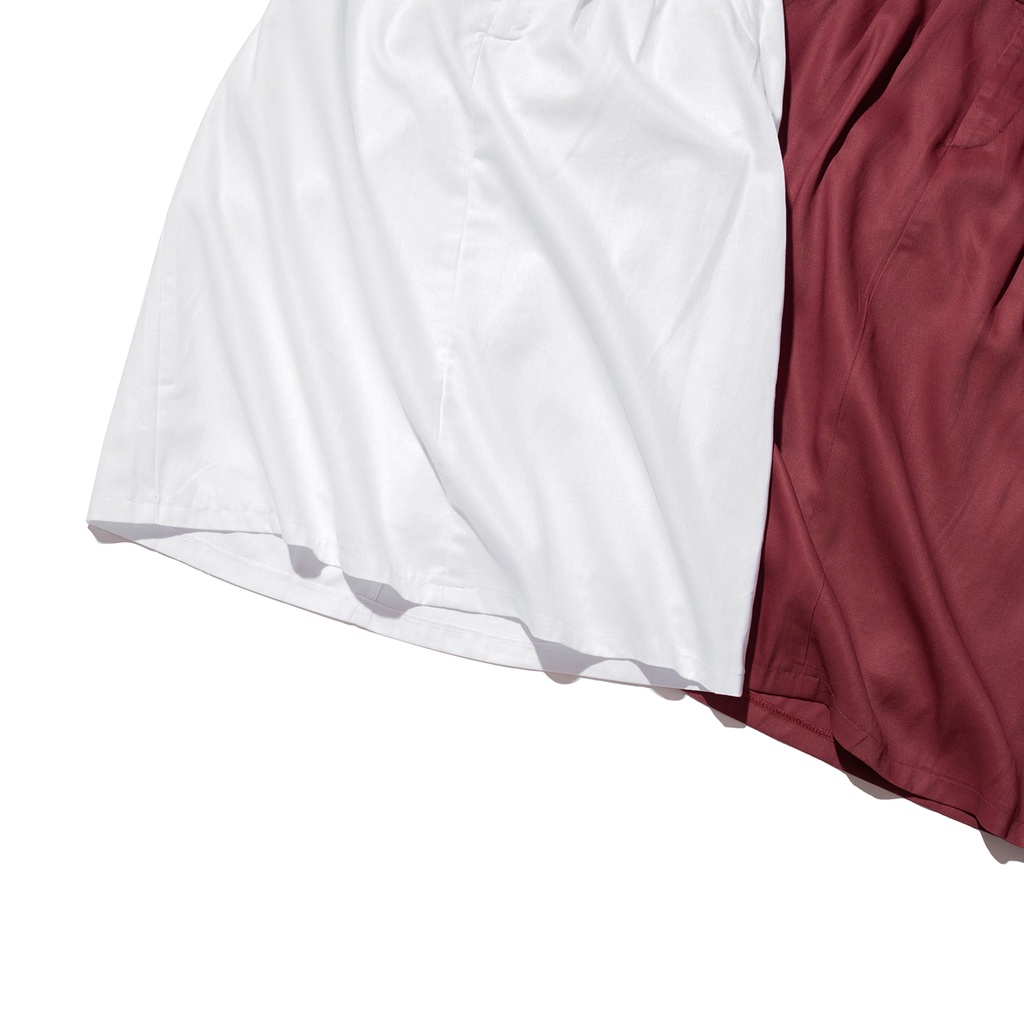 Chân váy kaki dài lưng thun midi hai màu trắng đỏ Lady MIRABOZZI MSKF007 SP08