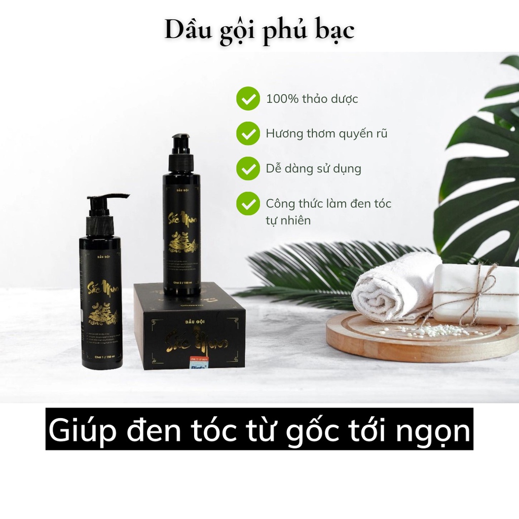 Dầu gội phủ bạc làm đen tóc Sắc Mun ( Hộp cặp 2 chai) - Giảm gàu, giảm rụng tóc, cho tóc đen bóng, óng ả đầy sức sống