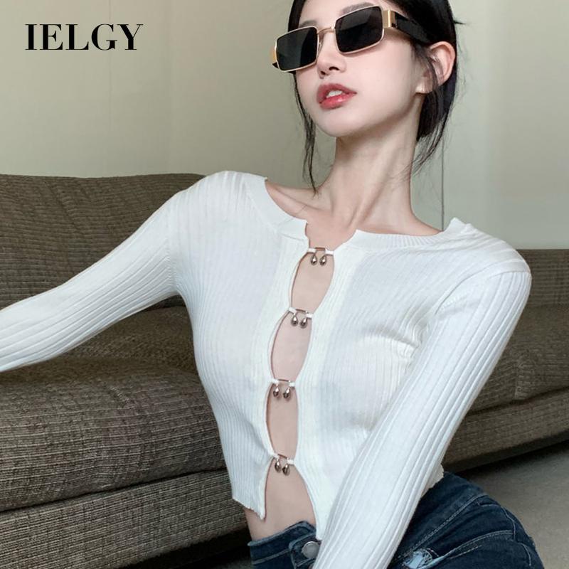 IELGY IELGY Áo Dệt Kim Dáng Ngắn Thời Trang Cho Nữ
