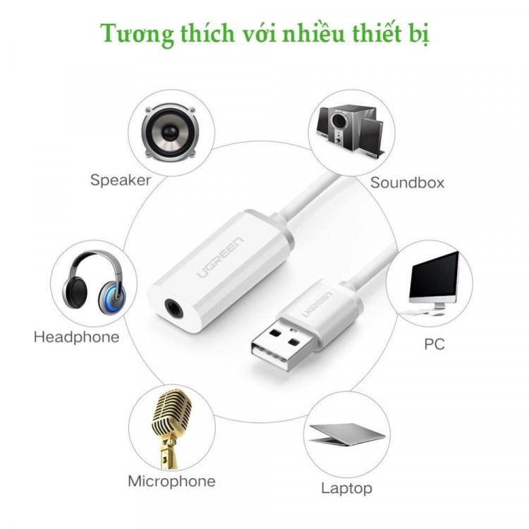 Cáp Chuyển USB ra audio 3.5mm  Ugreen 30712 - Hàng Chính Hãng