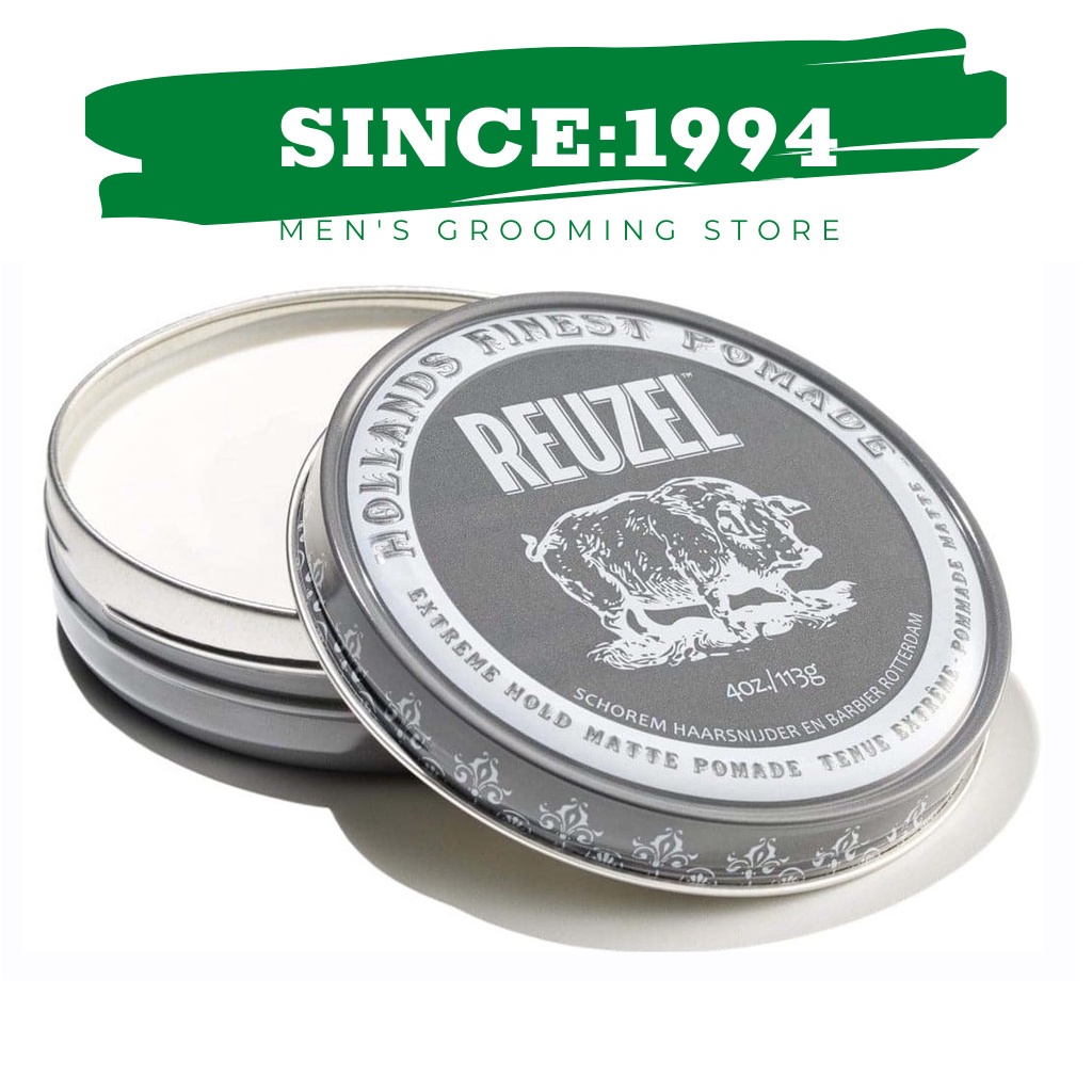 [HÀ LAN] Sáp vuốt tóc Reuzel Extreme Hold Matte 113g lợn xám - Pomade Reuzel Extreme Hold Matte