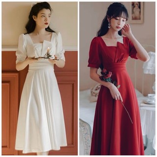 Đầm cổ tầng xếp li tay ngắn 2 màu (kèm hình thật)