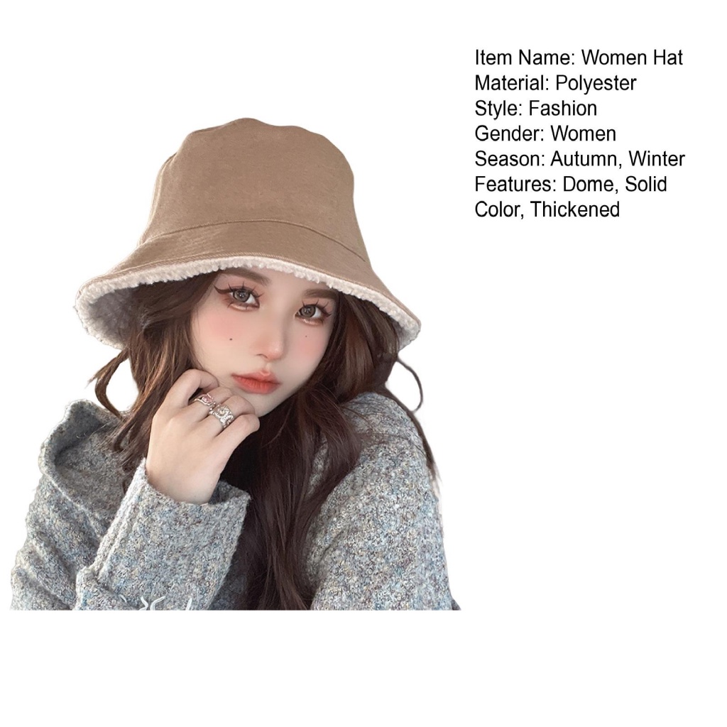 Mũ Bucket Chất Liệu Cashmere Giả Lông Thời Trang Cho Nữ