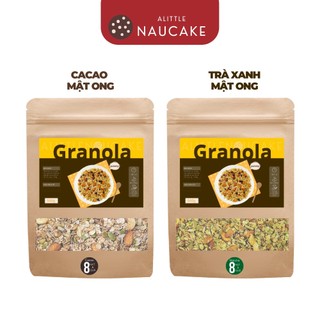 Combo 2 vị granola trà xanh matcha và cacao nướng mật ong hạt dinh dưỡng naucake hỗ trợ tập thể thao