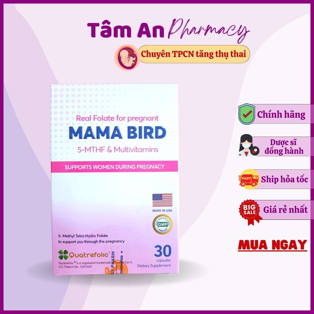 MAMA BIRD 5MTHF - Tăng khả năng mang thai, hỗ trợ giảm lưu, sảy, sinh non, đặc biệt người mang gen đông máu.