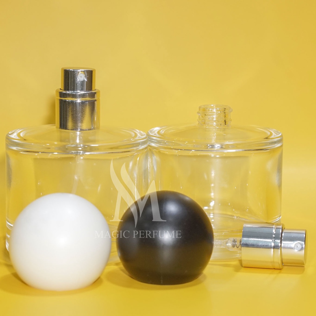 Chai lọ đụng nước hoa thủy tinh trụ ngắn nắp tròn 50ml dạng xịt phun sương