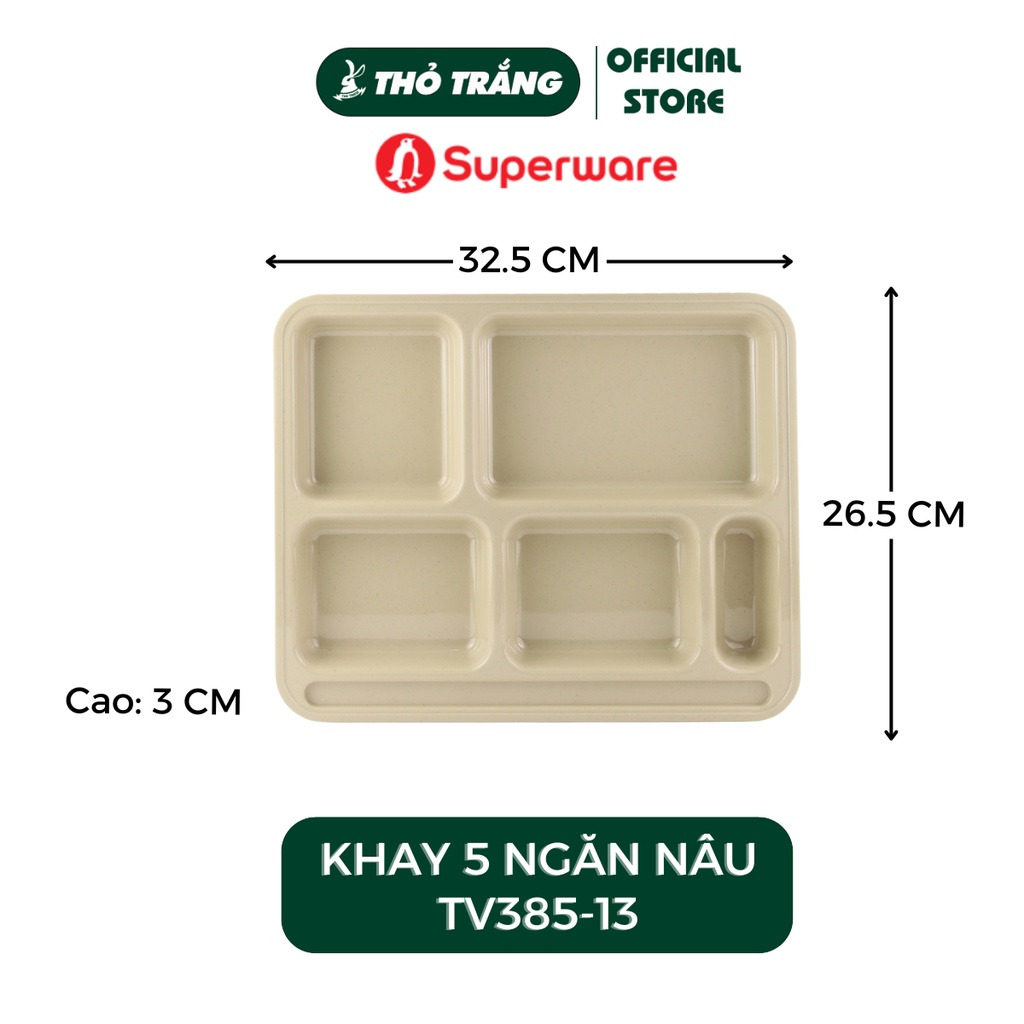 Khay 5 ngăn TV385-13 Srithaisuperware Thái Lan để cơm phần rất tiện lợi nhiều màu sắc