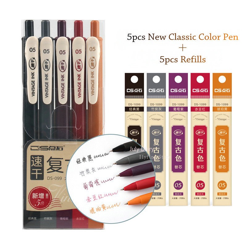 Bút Mực Gel 0.5mm 20 Màu Phong Cách Vintage