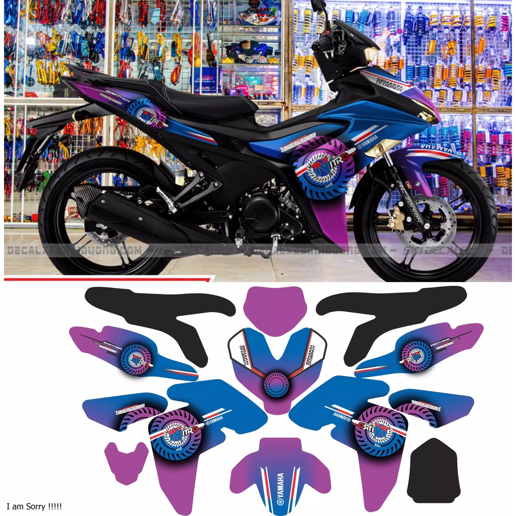 Tem Trùm Exciter 155 Xanh Loang Tím,Team Decal Ex155