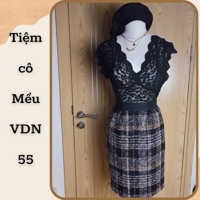 Chân váy dạ tweet dáng dài ôm, eo chun- 55
