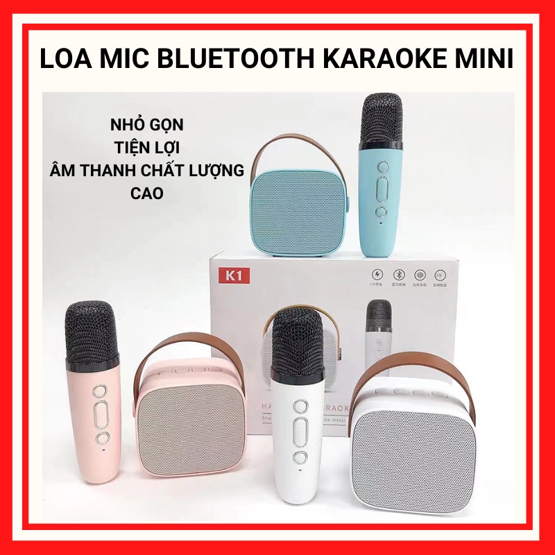 Loa mic bluetooth karaoke K1 mẫu mini dễ thương, loa bluetooth âm thanh siêu hay, thiết kế sang trọng nhỏ gọn NT2041