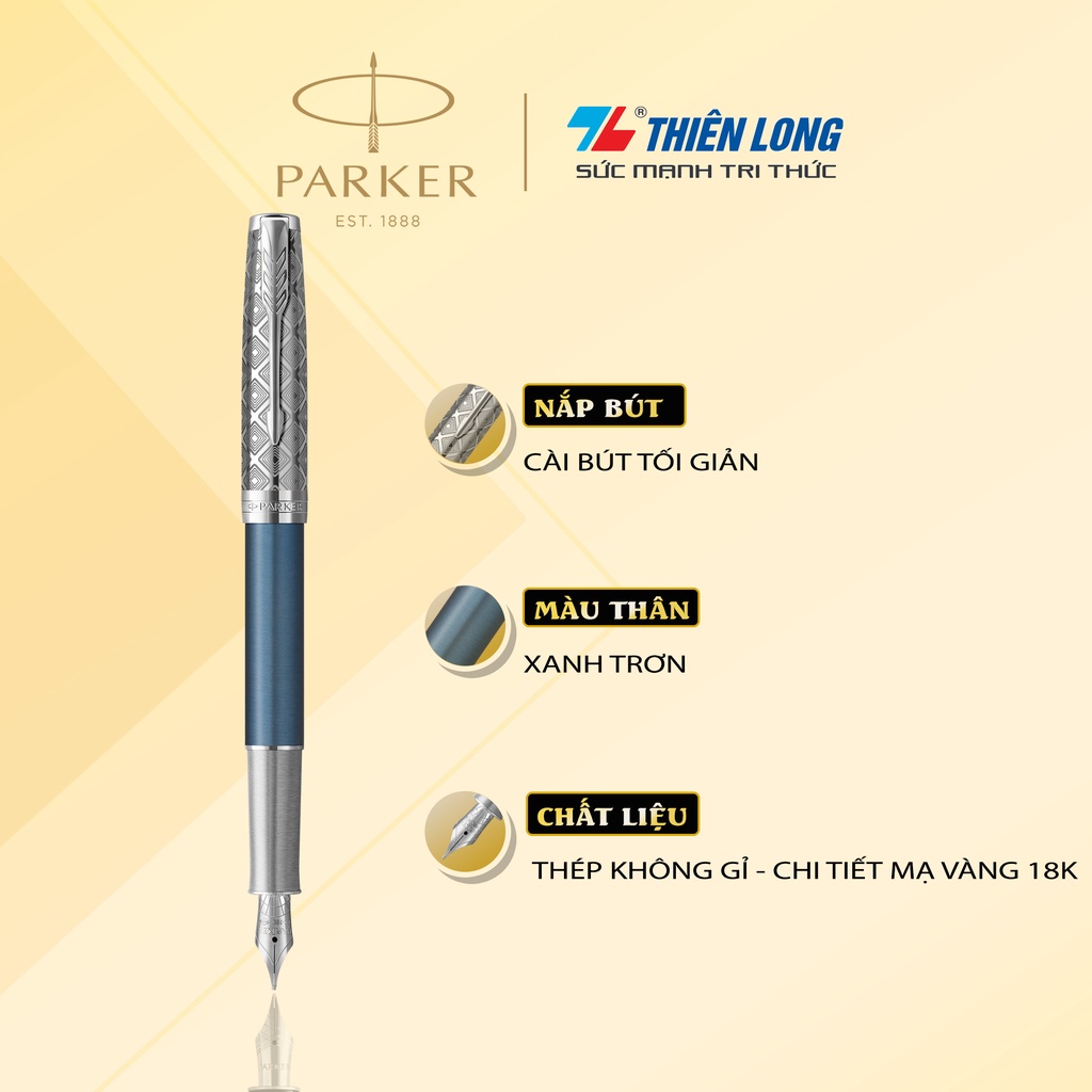 Bút máy cao cấp Parker SON Metal Blue CT 18k GB-2119743 - Mạ vàng 18K