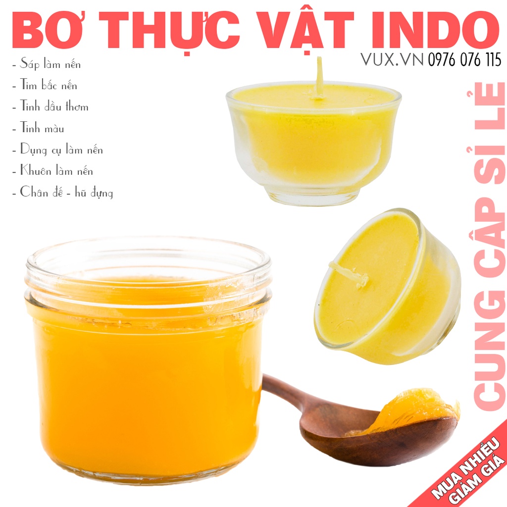 1KG Sáp Bơ Thực Vật Vegetable Butter Làm Nến Ly Cốc, Nến Thờ Cúng Tealight - Nguyên Liệu Làm Nến Thơm Handmade DIY