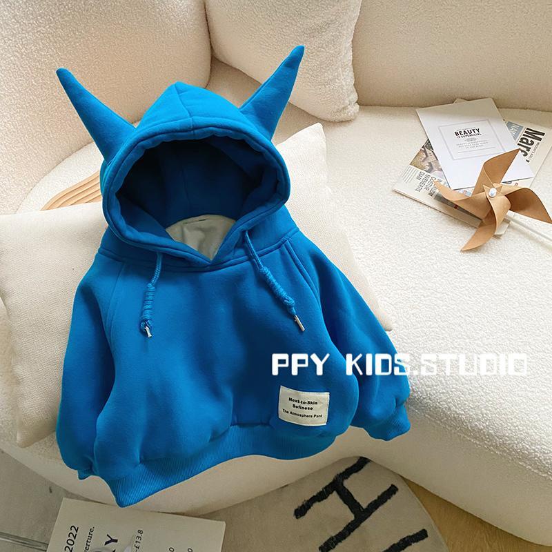 Hàng Có Sẵn Áo Sweatshirt Có Mũ Lót Lông Cừu Dày Phong Cách Mới Dành Cho Bé Trai Mặc Vào Mùa Đông